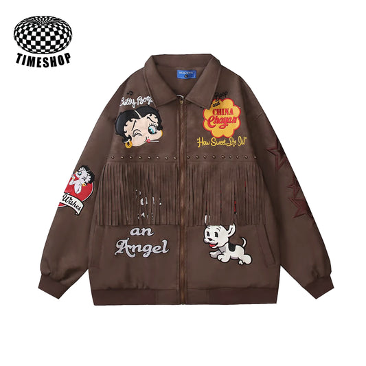 Betty leather fringed jacket