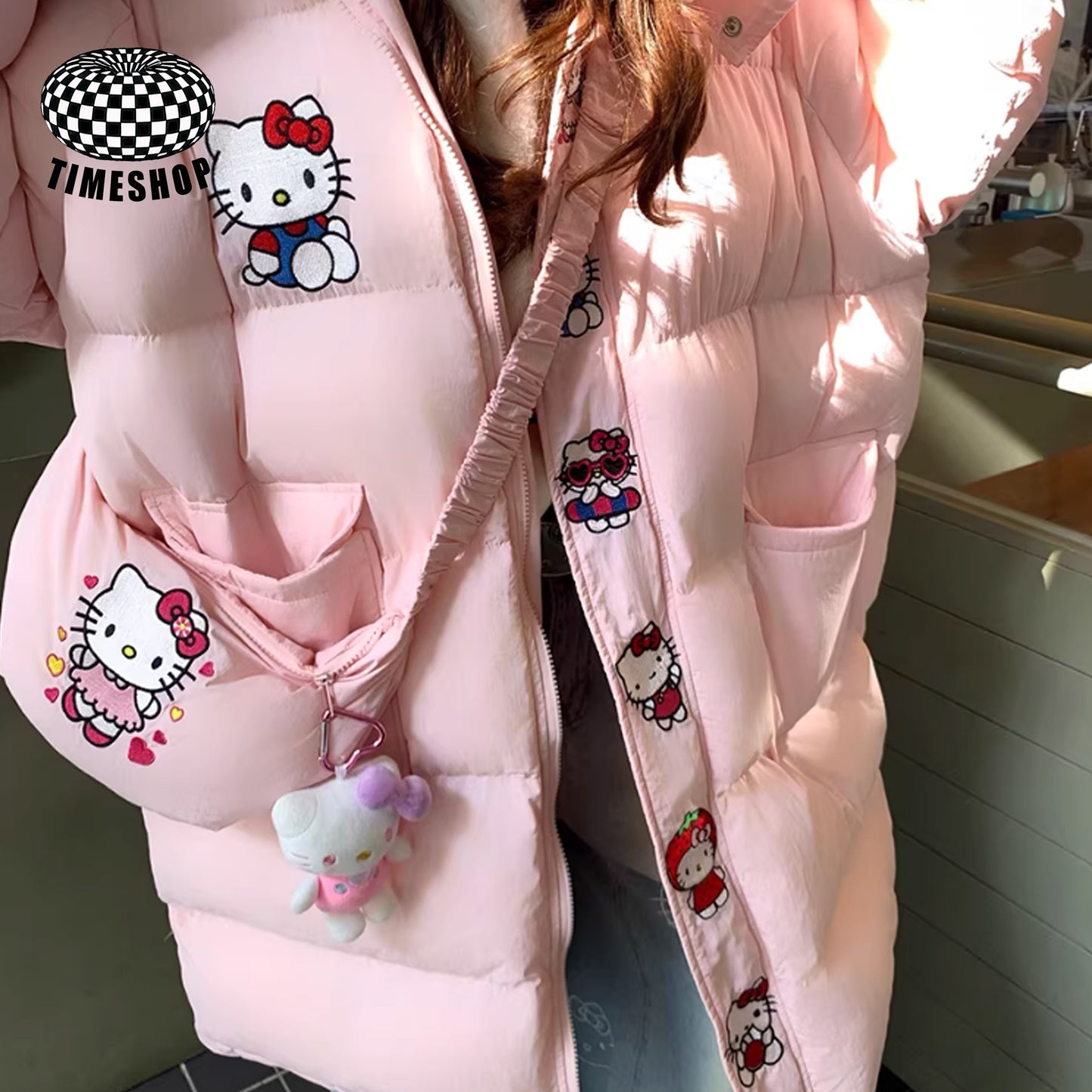 HelloKitty Long pink down-filled coat( Gift bag)