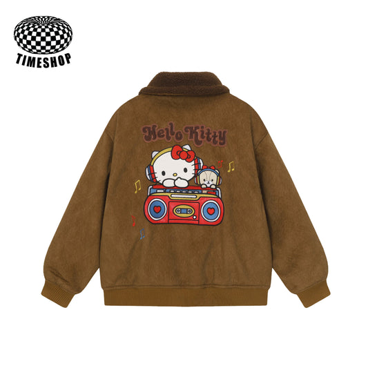 Hello Kitty fleece jacket with embroidered pattern