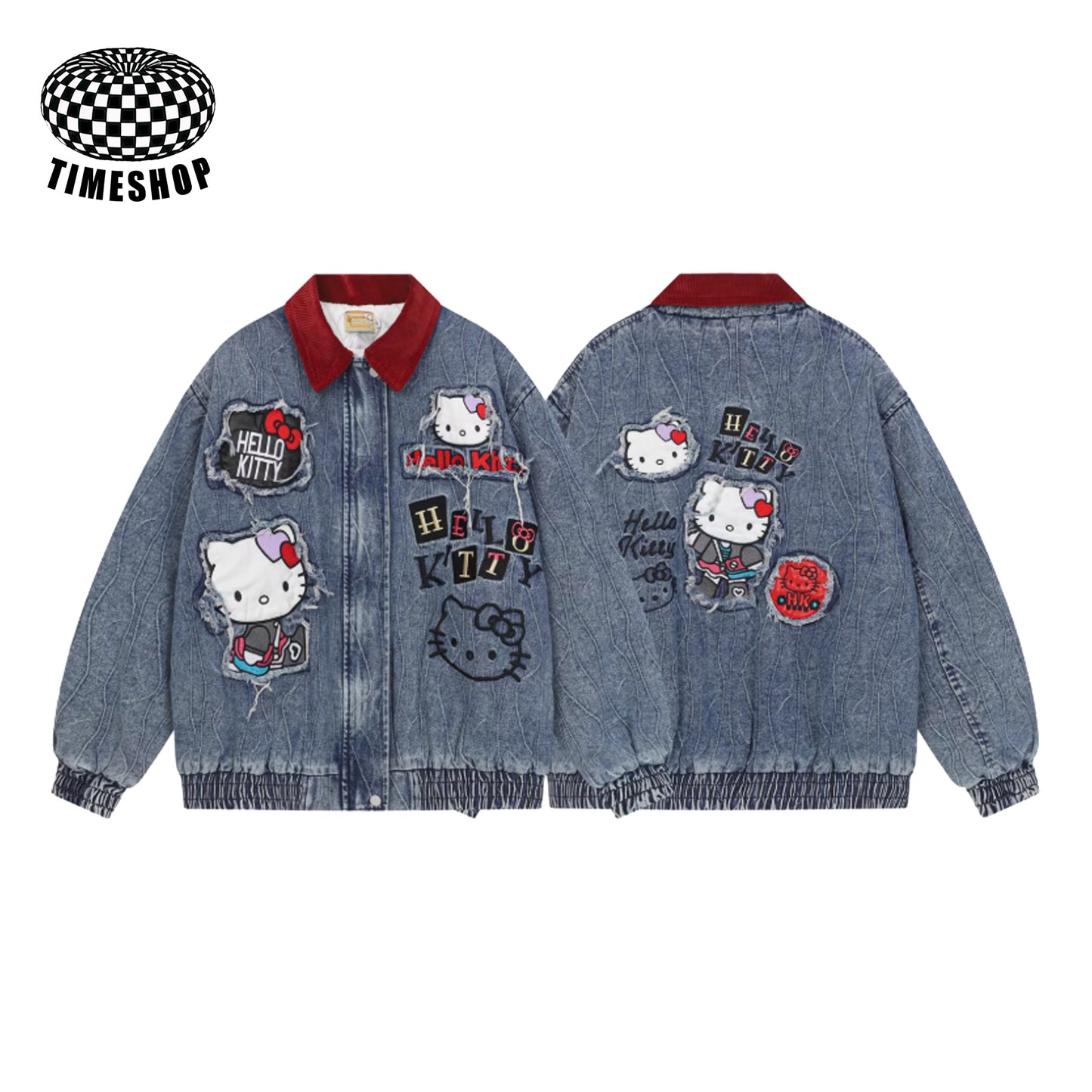 Hello Kitty denim patchwork jacket