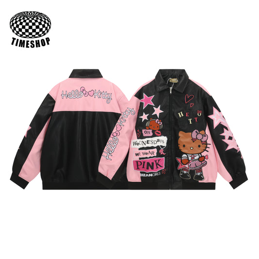 Black leather Hello Kitty jacket