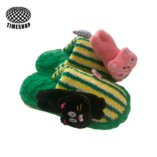 Jellycat Green striped slippers