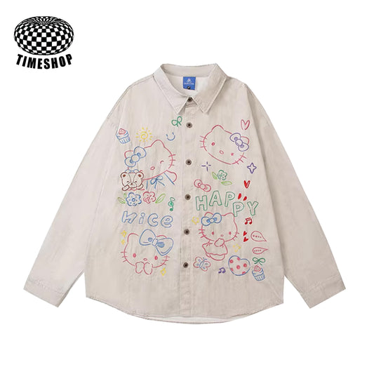 Hello Kitty Colorful Embroidered Shirt