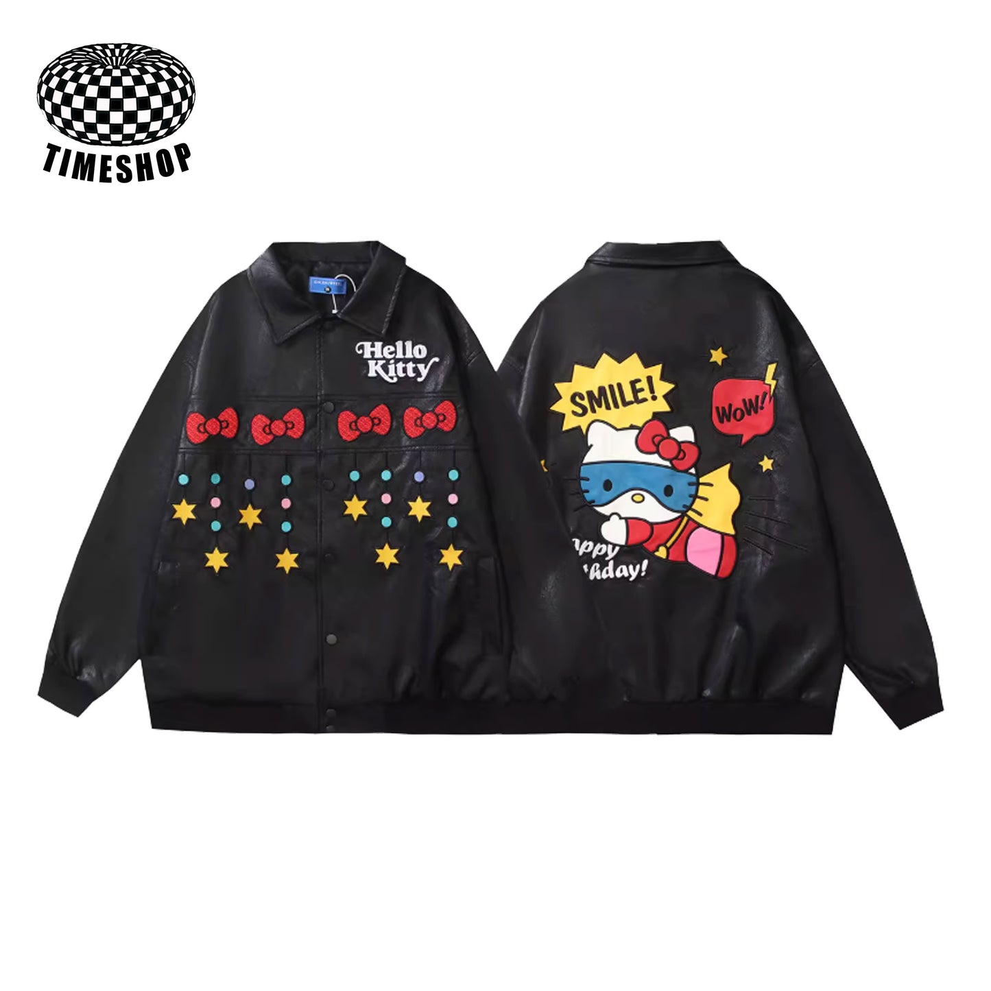 Diving Hello Kitty PU Leather Jacket