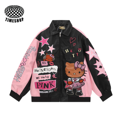 Black leather Hello Kitty jacket