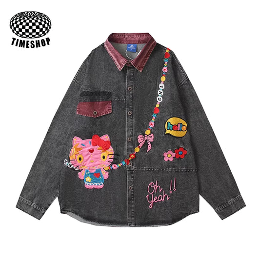 Hello Kitty black washed denim shirt