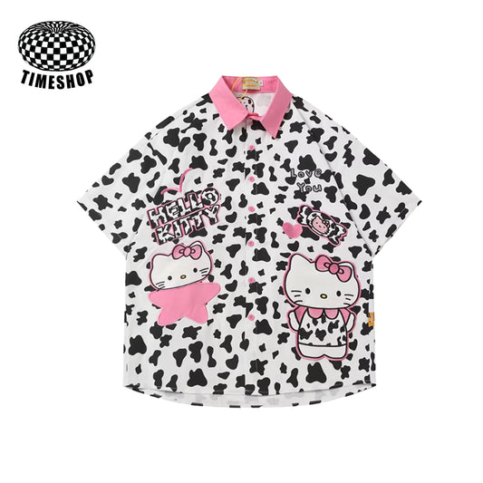 Hello Kitty cow print short-sleeved shirt
