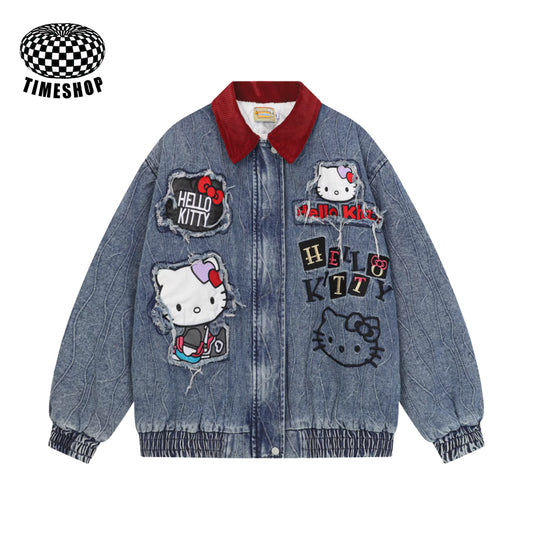 Hello Kitty denim patchwork jacket