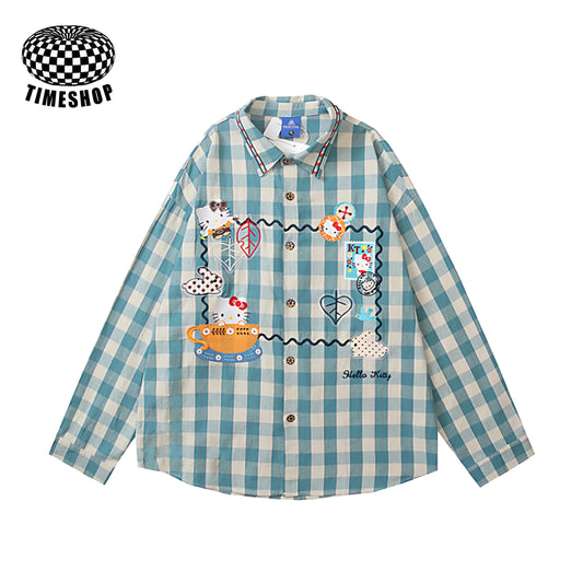Hello Kitty blue/balck plaid shirt