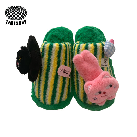 Jellycat Green striped slippers