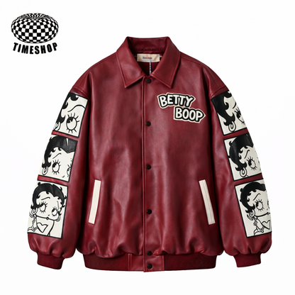 Betty's burgundy jacket