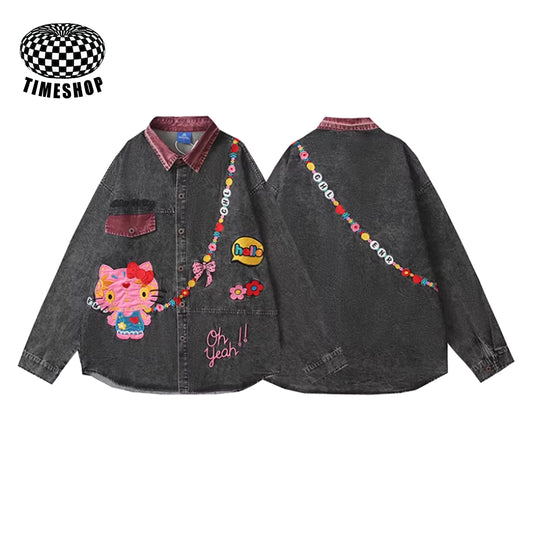 Hello Kitty black washed denim shirt