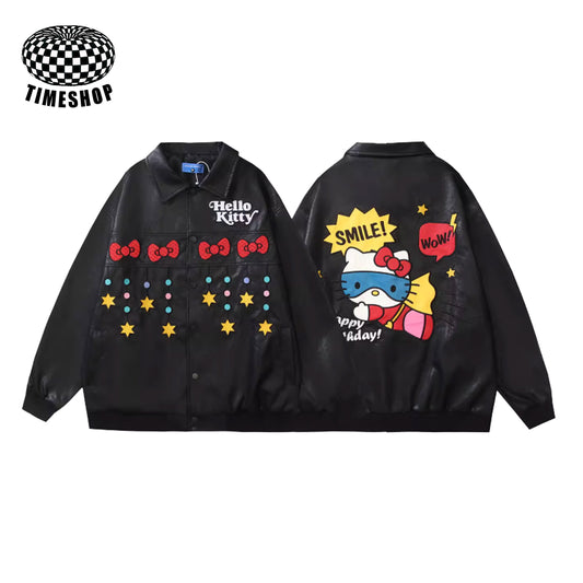 Diving Hello Kitty PU Leather Jacket