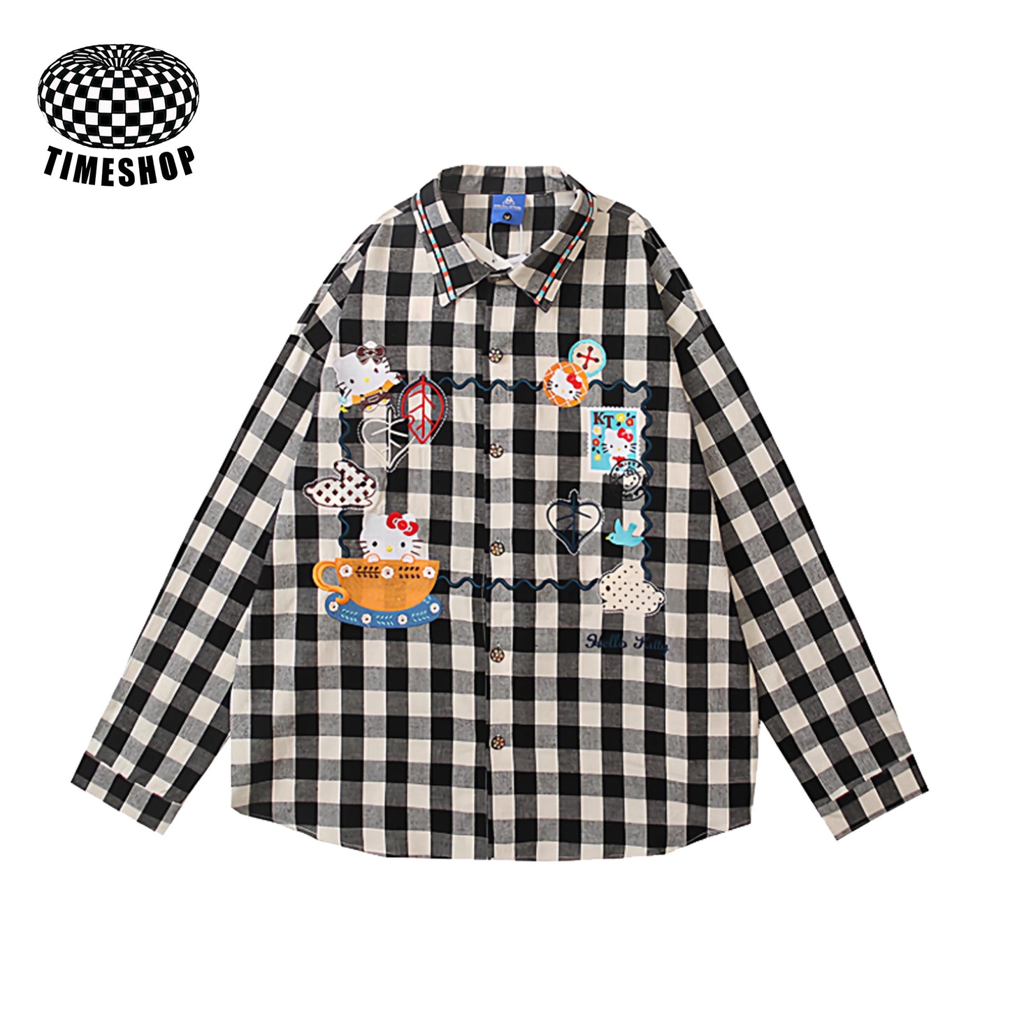 Hello Kitty blue/balck plaid shirt