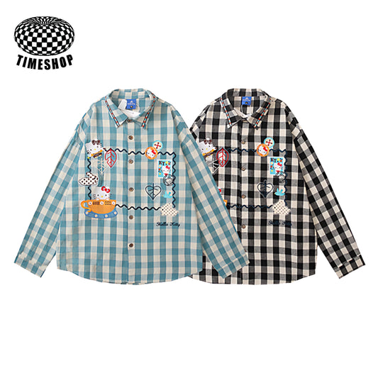 Hello Kitty blue/balck plaid shirt